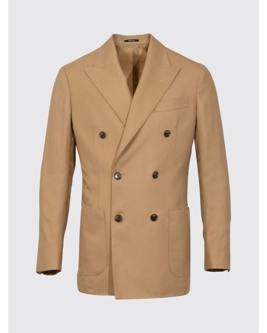 Sartorio Napoli Natural Double-Breasted Cashmere And Silk Blazer With Peak Lapels for men