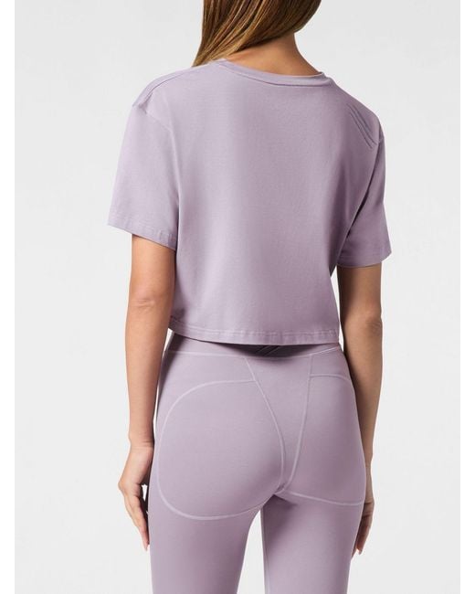 Philipp Plein Purple Crop Cotton T-Shirt