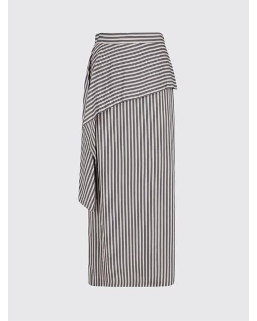 Tela Gray Tilda Striped Viscose Skirt