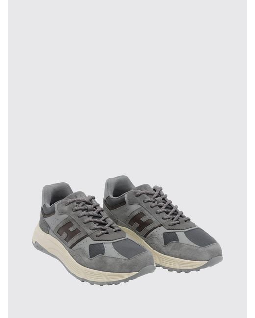 Hogan Gray Hyperlight Leather And Nylon Sneakers With Chunky Sole for men