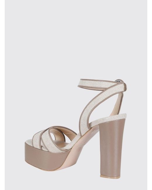 Roberto Festa Natural Luanda Leather Platform Sandals With High Block Heel