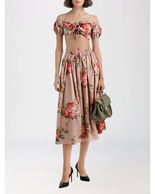 Dolce & Gabbana Pink Dolce &Amp Gabbana Cotton Top With Floral Print