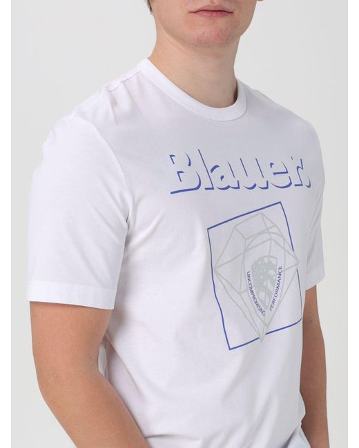 T-shirt in cotone di Blauer in White da Uomo