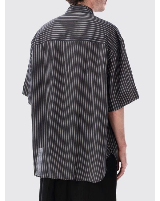 Studio Nicholson Gray Striped Silk And Lyocell Shirt for men
