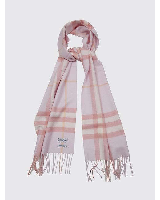 Burberry Pink Check Print Cashmere Scarf