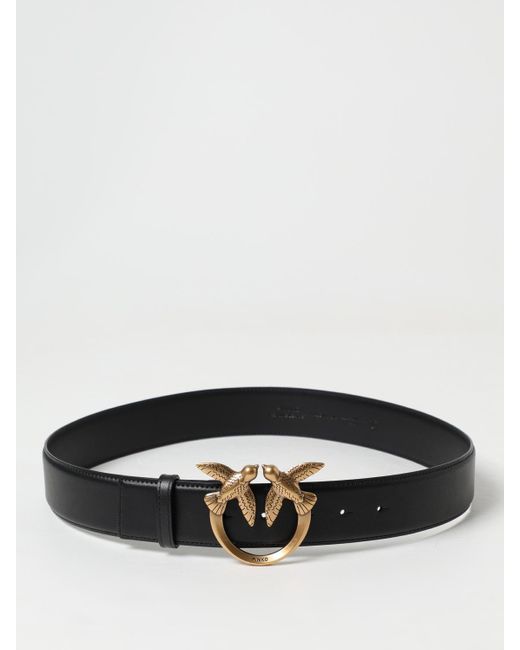 Pinko Gray Love Birds Leather Belt