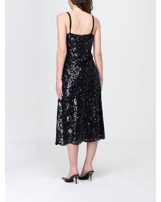 Twinset Black Lace Midi Dress With Sequins