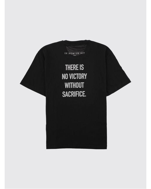 Ih Nom Uh Nit Black Cotton Crewneck T-Shirt With Graphic Print And Slogan for men