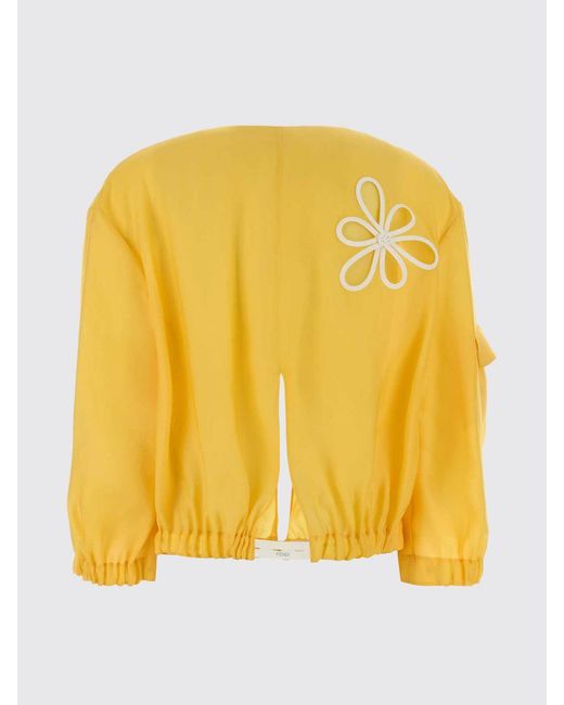 Fendi Yellow Organza Jacket With Flowers