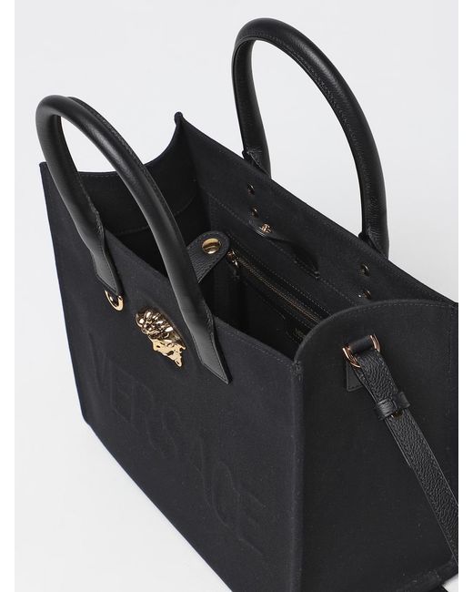 Versace Black La Medusa Bag In Canvas