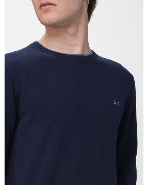 Sun 68 Blue Crew Neck Cotton Pullover for men