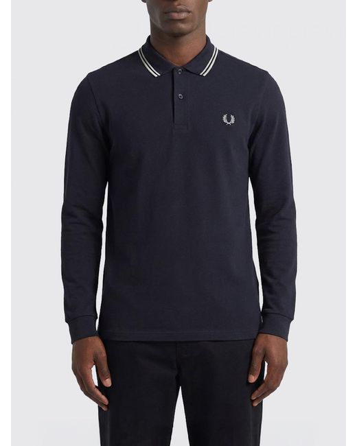 Fred Perry Blue Cotton Polo Shirt With Logo for men