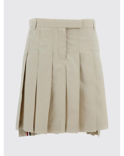 Thom Browne Natural Cotton Pleated Skirt