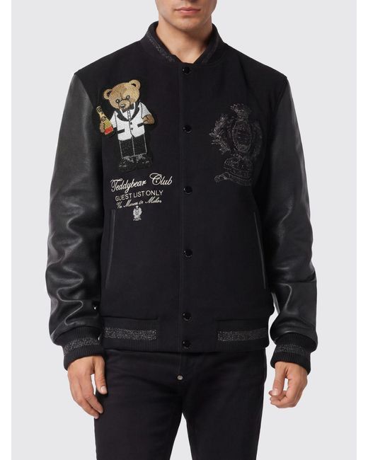 Philipp Plein Black Teddy Bomber Jacket for men