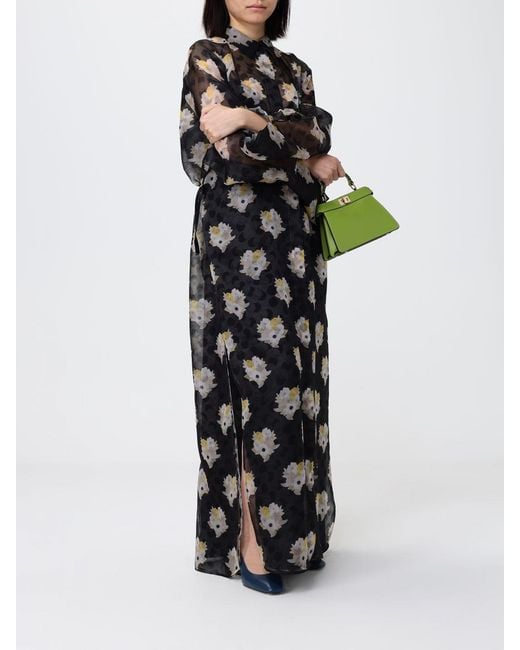 Fendi White Silk Shirtdress With Floral Print