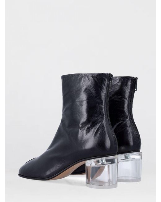 MM6 by Maison Margiela Blue Anatomic Crinkled Leather Ankle Boots