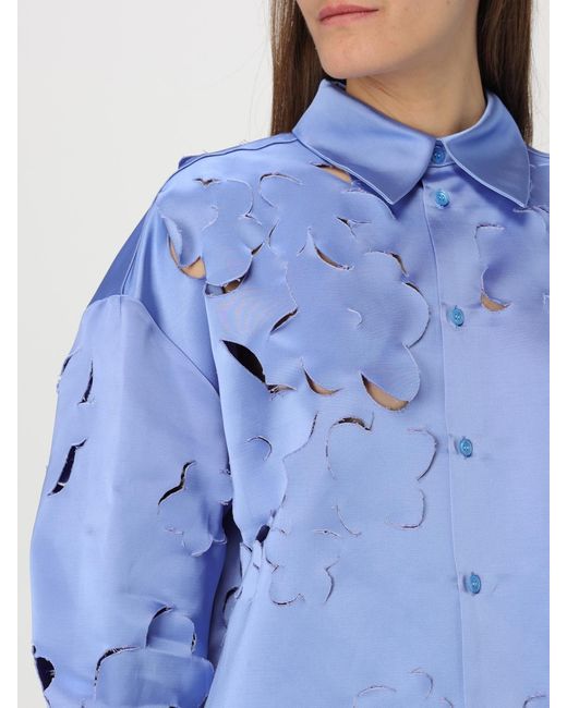 Marni Blue Lasercut Floral Blouse