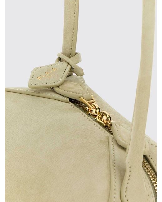 Alaïa White Small Le Bouledogue Calfskin Leather And Nubuck Bowling Bag
