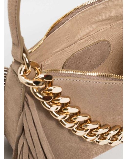 Twinset Natural Liliane Suede Fringed Bag