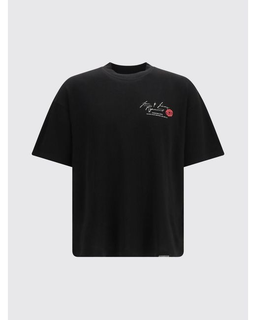 Represent Black Logo Cotton T-Shirt With Dropped Shoulders for men