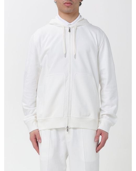 Brunello Cucinelli White Cotton Blend Hoodie for men
