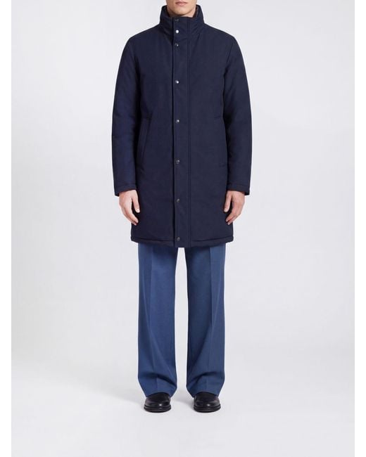 Herno Blue Double-Layer Down-Padded Single-Breasted Coat for men