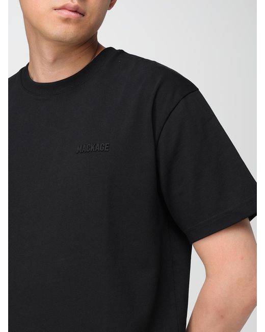 Mackage Black Modern Basic Short Sleeve Cotton Blend Tee for men