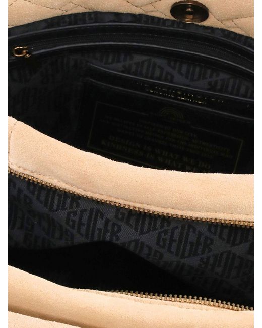 Kurt Geiger Natural Kensington Quilted Suede Bag