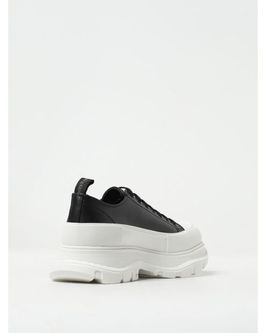 McQueen White Tread Slick Graffiti Nappa Leather Sneakers for men