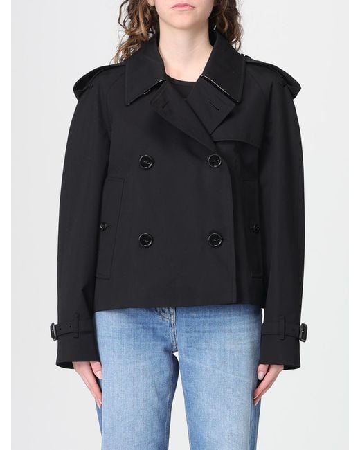 Burberry Black Double-Breasted Cotton Gabardine Crop Trench Coat