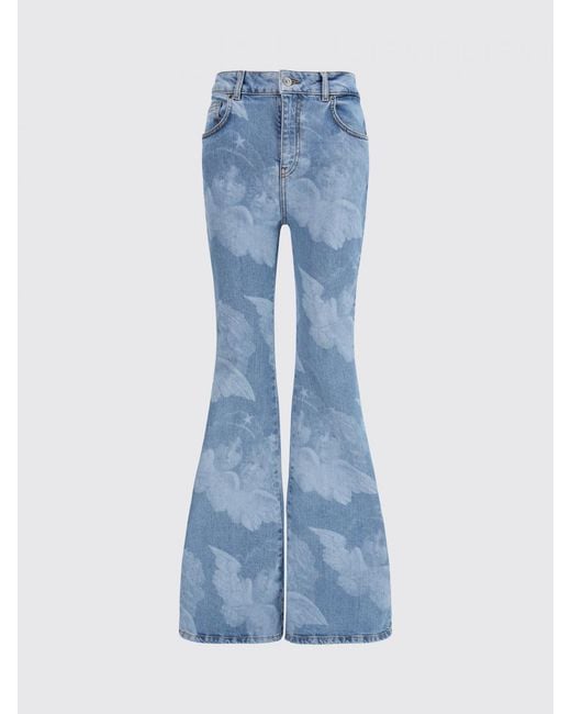 Fiorucci Blue Printed Denim Flared Jeans