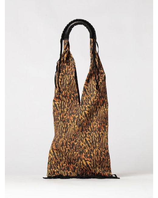 Jérôme Dreyfuss Natural Aram Animal Print Cotton Tote Bag With Fringes