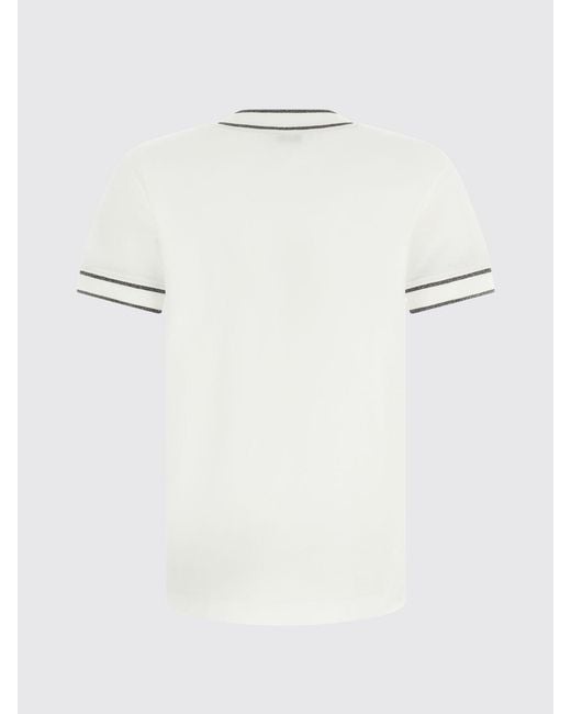 Brunello Cucinelli White Stretch-Cotton Crewneck T-Shirt With Contrast Trims