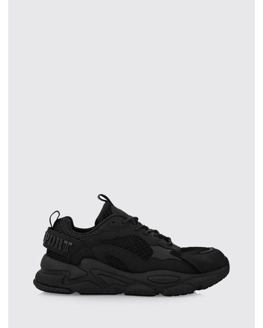 Philipp Plein Black Track-King Leather And Mesh Sneakers for men