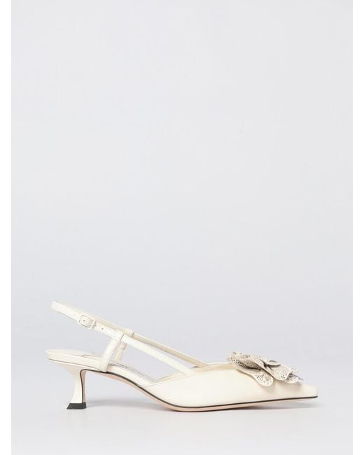 Jimmy Choo Natural Mimmi Nappa Slingback With Applied Flower