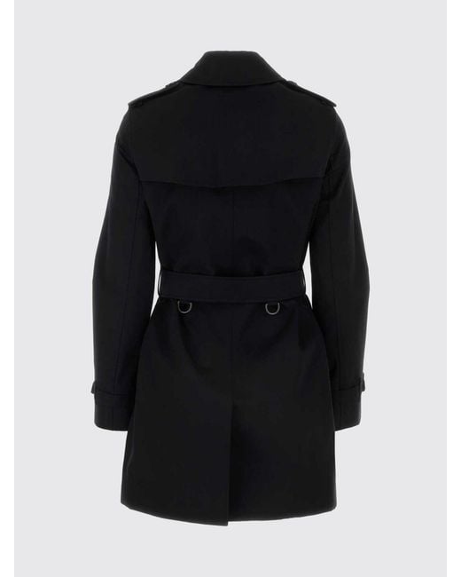 Burberry Blue Cropped Double-Breasted Cotton Trench Coat With Adjustable Belt