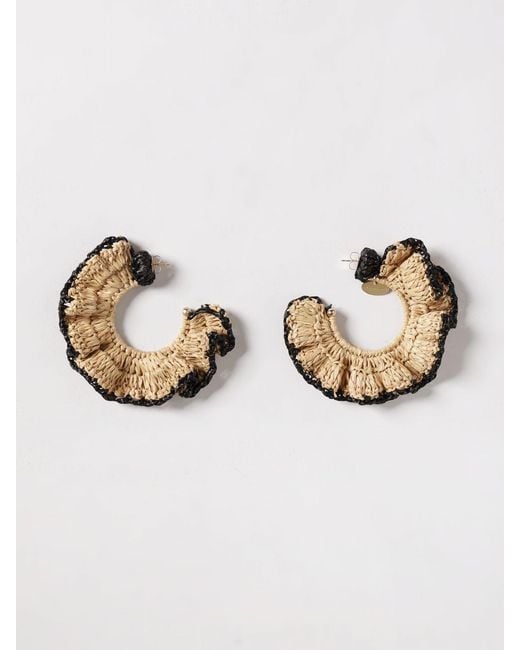 Liviana Conti Metallic Raffia Earrings