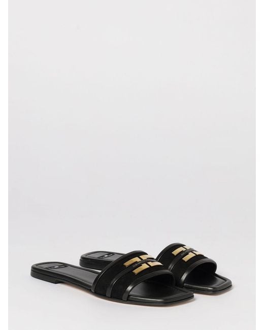 Elisabetta Franchi White Monogram Suede Mules