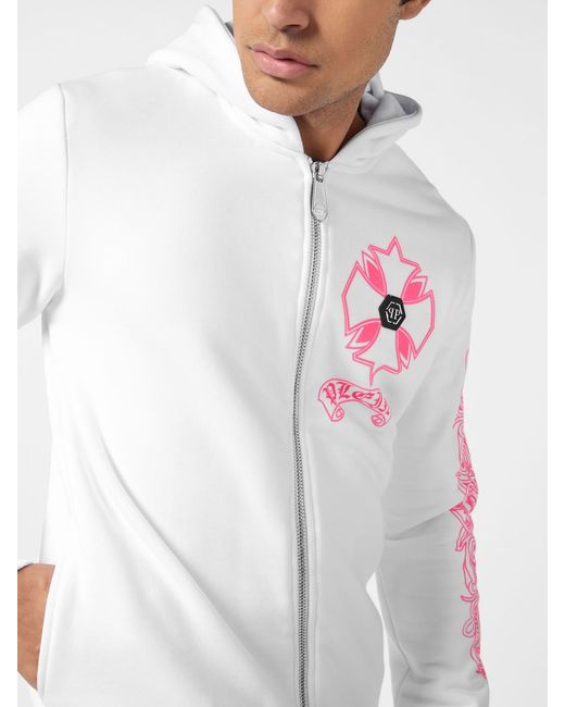 Philipp Plein White Cotton Hoodie With Logo for men