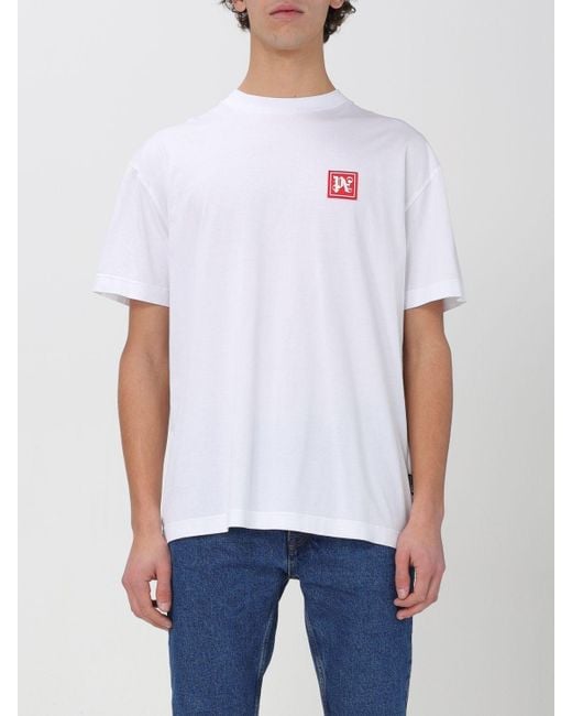T-shirt basic con mini logo di Palm Angels in White da Uomo