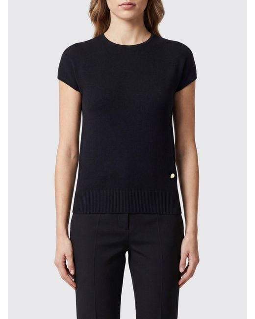Balmain Black Crewneck Wool-Blend Knit Top With Short Sleeves