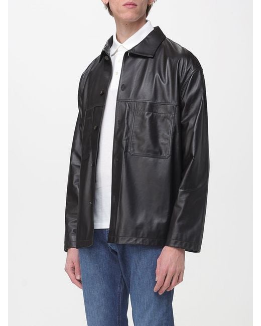 Emporio Armani Black Leather Jacket for men