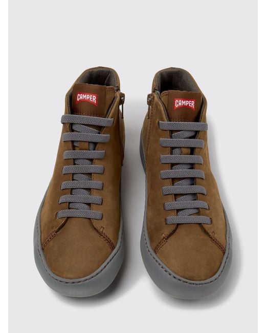 Camper Brown Peu Touring Mid-Top Slip-On Trainers