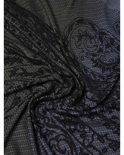 Etro Gray Modal Blend Scarf With Paisley Jacquard for men