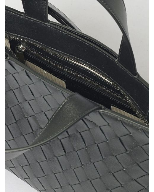 Bottega Veneta Black Mini Woven Leather Tote Bag for men