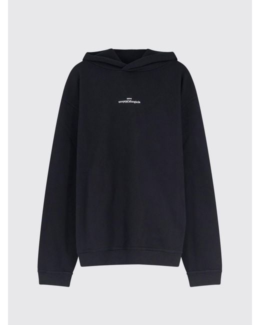 Maison Margiela Black Relaxed Fit Cotton Hoodie With Contrast Logo for men