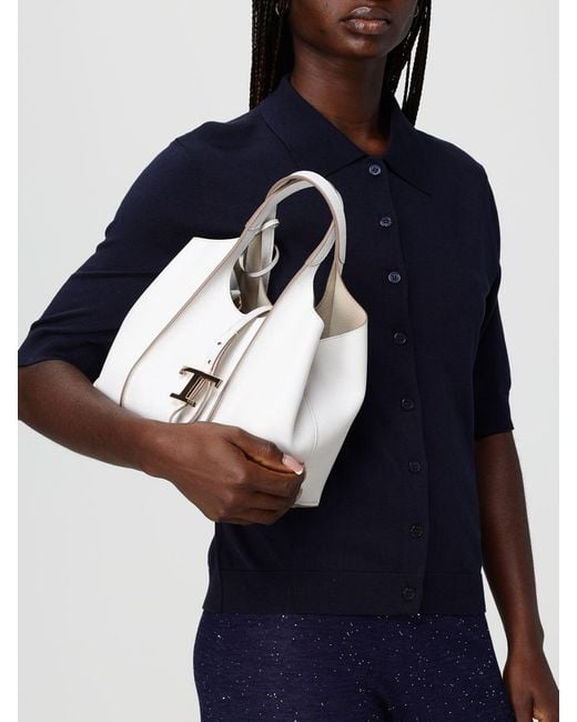 Tod's Natural Mini T Timeless Leather Shopping Bag
