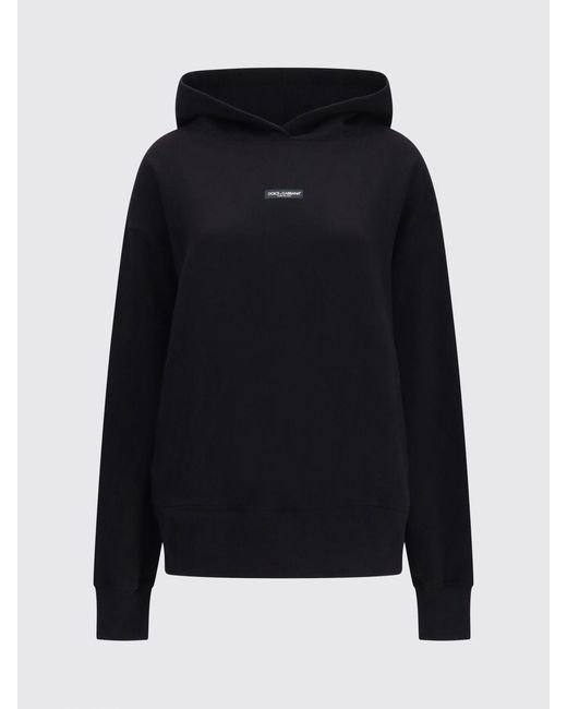 Dolce & Gabbana Black Dolce &Amp Gabbana Cotton Hoodie With Contrast Logo