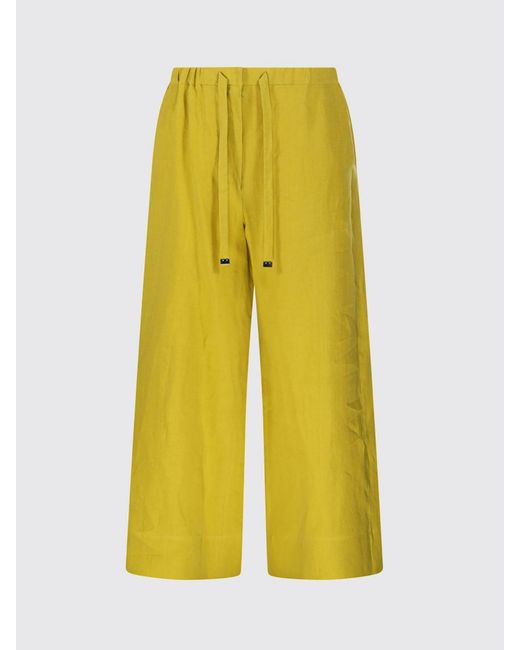 Max Mara Yellow Wide Linen Trousers