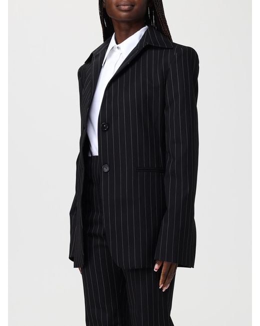 Sportmax Blue Pinstriped Virgin Wool Blazer